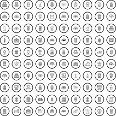 Sticker - 100 art icons set. Outline illustration of 100 art icons vector set isolated on white background