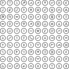 Poster - 100 bathroom icons set. outline illustration of 100 bathroom icons vector set isolated on white back
