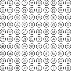 Poster - 100 bike icons set. Outline illustration of 100 bike icons vector set isolated on white background