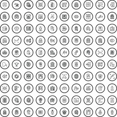 Poster - 100 biometric icons set. Outline illustration of 100 biometric icons vector set isolated on white background