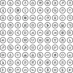 Poster - 100 charity icons set. Outline illustration of 100 charity icons vector set isolated on white background
