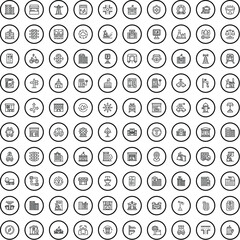 Poster - 100 city icons set. Outline illustration of 100 city icons vector set isolated on white background