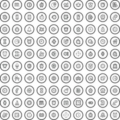 Poster - 100 clock icons set. Outline illustration of 100 clock icons vector set isolated on white background
