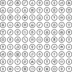 Poster - 100 confectionery icons set. Outline illustration of 100 confectionery icons vector set isolated on white background