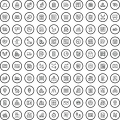 Sticker - 100 destination icons set. Outline illustration of 100 destination icons vector set isolated on white background