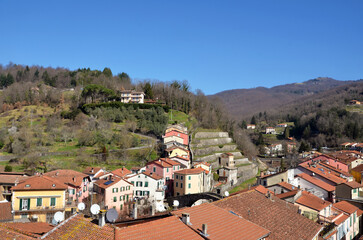 Poster - panorama of Varese Ligure in the province of Spezia Italy