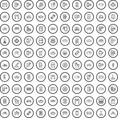 Poster - 100 device icons set. Outline illustration of 100 device icons vector set isolated on white background