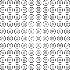 Poster - 100 digital marketing icons set. Outline illustration of 100 digital marketing icons vector set isolated on white background