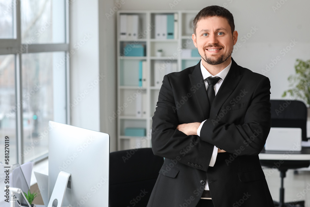 Male accountant working in office