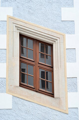 Wall Mural - view of old building with wooden window
