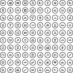 Poster - 100 factory icons set. Outline illustration of 100 factory icons vector set isolated on white background
