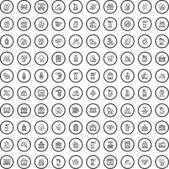 Poster - 100 fire icons set. Outline illustration of 100 fire icons vector set isolated on white background