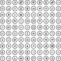Sticker - 100 folder icons set. Outline illustration of 100 folder icons vector set isolated on white background