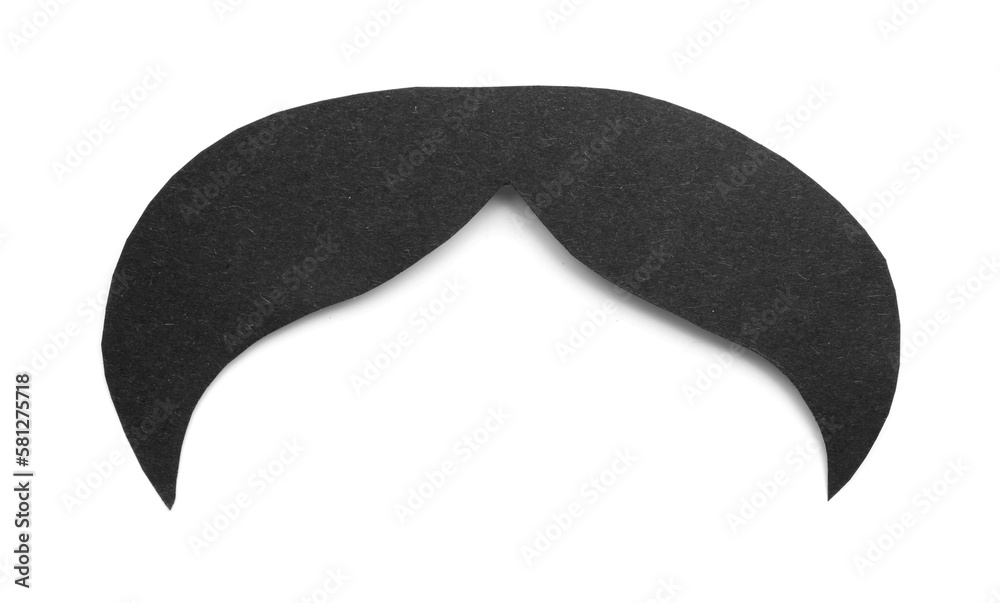 Black paper mustache isolated on white background