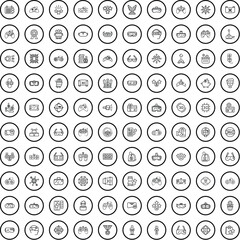 Poster - 100 game icons set. Outline illustration of 100 game icons vector set isolated on white background
