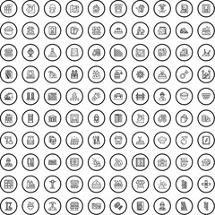 Poster - 100 industry icons set. Outline illustration of 100 industry icons vector set isolated on white background
