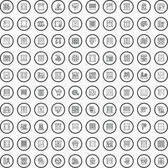 Poster - 100 interior icons set. Outline illustration of 100 interior icons vector set isolated on white background