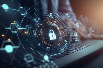 Poster - Internet safety and the idea of personal data privacy prevent hacker attacks on your network and keep important data safe, Generative AI	