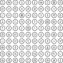 Poster - 100 kitchen icons set. Outline illustration of 100 kitchen icons vector set isolated on white background