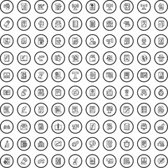 Poster - 100 mass media icons set. outline illustration of 100 mass media icons vector set isolated on white 