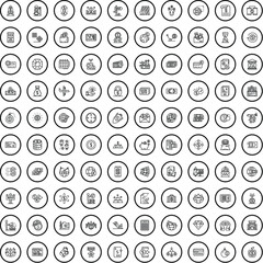 Poster - 100 money icons set. Outline illustration of 100 money icons vector set isolated on white background