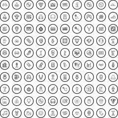 Poster - 100 music icons set. Outline illustration of 100 music icons vector set isolated on white background
