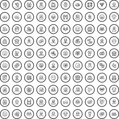 Poster - 100 people icons set. Outline illustration of 100 people icons vector set isolated on white background