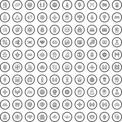 Poster - 100 people icons set. Outline illustration of 100 people icons vector set isolated on white background