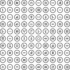 Poster - 100 railway icons set. Outline illustration of 100 railway icons vector set isolated on white background