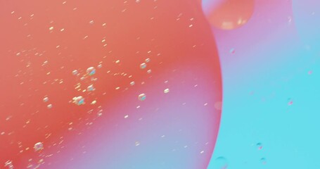 Poster - Animation of bubbles moving on red and blue background with copy space