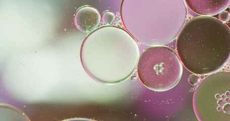 Sticker - Animation of bubbles moving on white and pink background with copy space