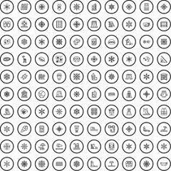 Poster - 100 season icons set. Outline illustration of 100 season icons vector set isolated on white background