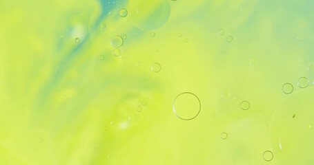 Poster - Animation of bubbles moving on green liquid with copy space