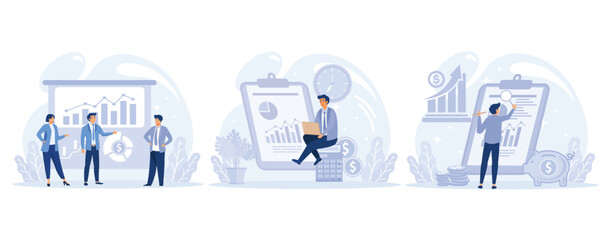 Poster - corporate finance, financial manager make financial report, working with ledger accounts, profession