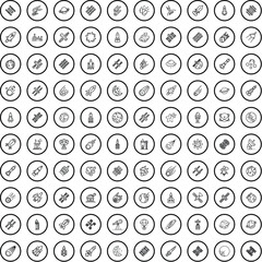 Canvas Print - 100 space icons set. Outline illustration of 100 space icons vector set isolated on white background