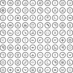 Sticker - 100 sport icons set. Outline illustration of 100 sport icons vector set isolated on white background