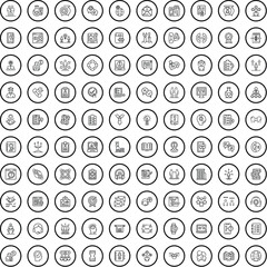 Poster - 100 support icons set. Outline illustration of 100 support icons vector set isolated on white background