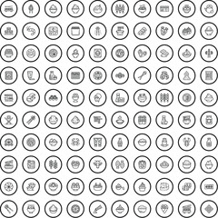Wall Mural - 100 sushi icons set. Outline illustration of 100 sushi icons vector set isolated on white background