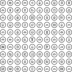 Poster - 100 tasty food icons set. Outline illustration of 100 tasty food icons vector set isolated on white background