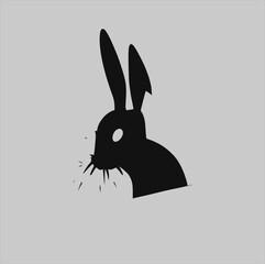 Wall Mural - Rabbit animal illustration logo, rabbit silhouette isolated on white background