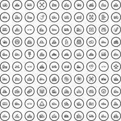 Poster - 100 transport icons set. Outline illustration of 100 transport icons vector set isolated on white background