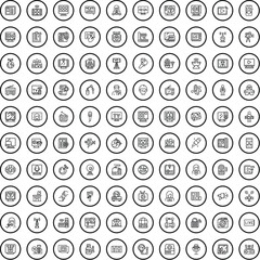 Poster - 100 tv icons set. Outline illustration of 100 tv icons vector set isolated on white background