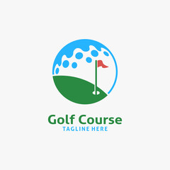 Wall Mural - Golf course and ball for golf logo design