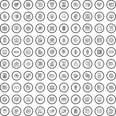Poster - 100 website icons set. Outline illustration of 100 website icons vector set isolated on white background