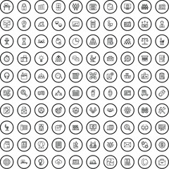 Poster - 100 workspace icons set. Outline illustration of 100 workspace icons vector set isolated on white background