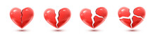 3d Realistic Vector Icon Set. Read Heart Cracked And  Broken. Isolated.