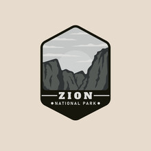Zion National Park Logo Vector Patch Symbol Illustration Design