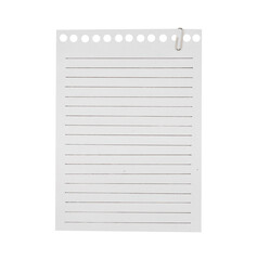 blank notebook paper isolated with clips