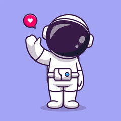 Wall Mural - cute astronaut waving hand cartoon vector icon illustration. science technology icon concept isolate