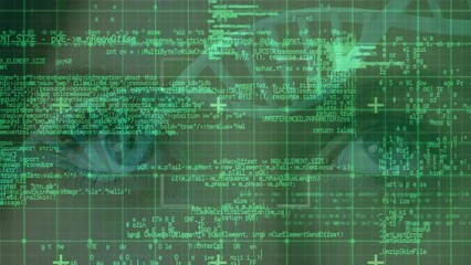 Poster - Animation of dna strand spinning over data processing and woman's eyes